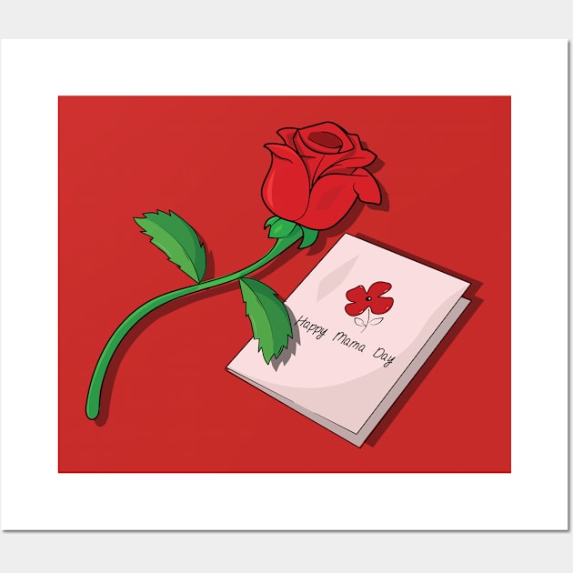 Rose and Card Mother's Day Gift Wall Art by Lookify